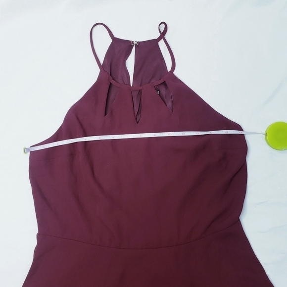 NWT Express Halter Fit & Flare Cutout Dress Burgundy Size 8 - Picture 6 of 10